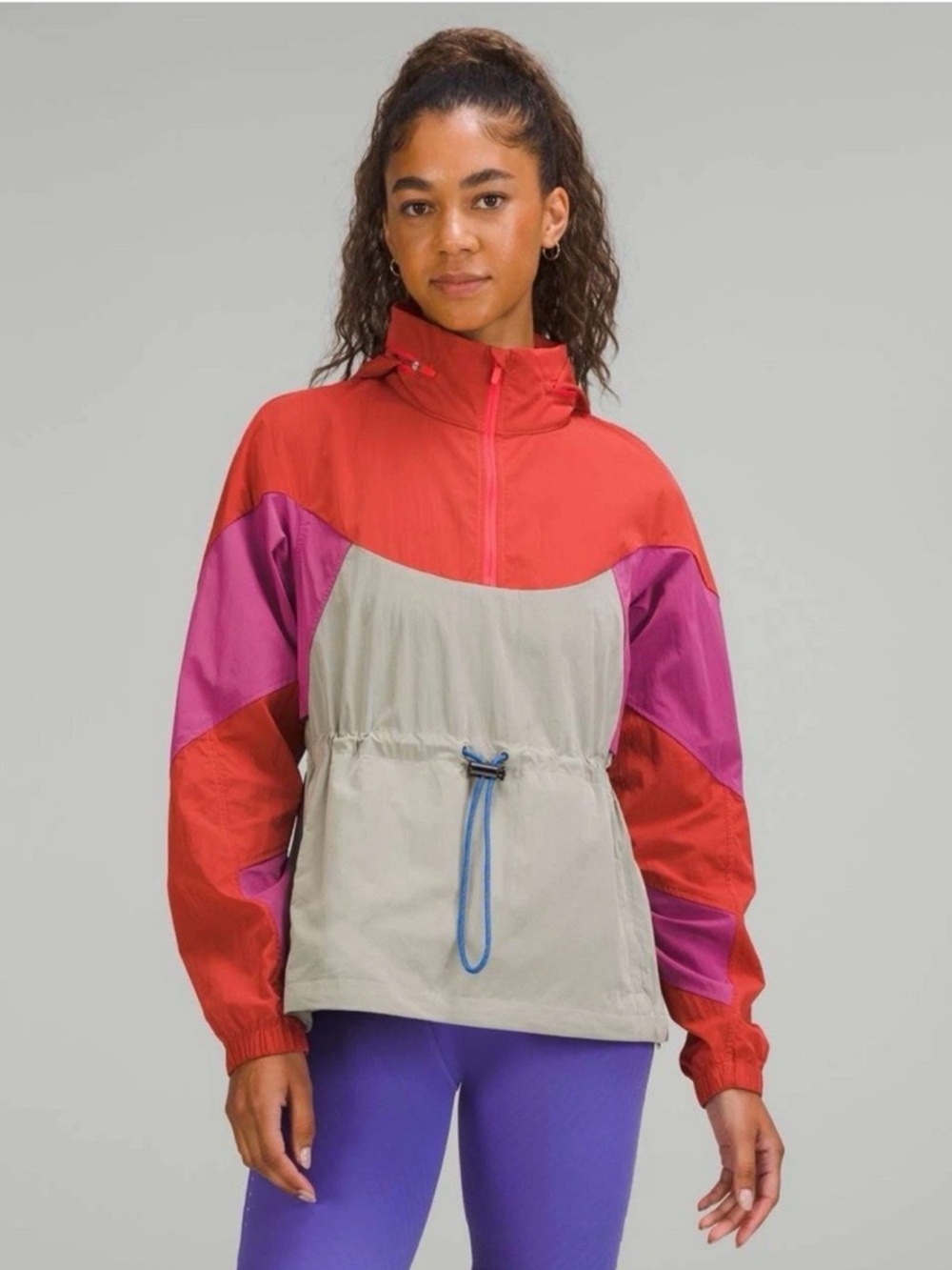 Lululemon‎ Evergreen Anorak Pink Punch Pink Lychee Raw Linen Windbreaker